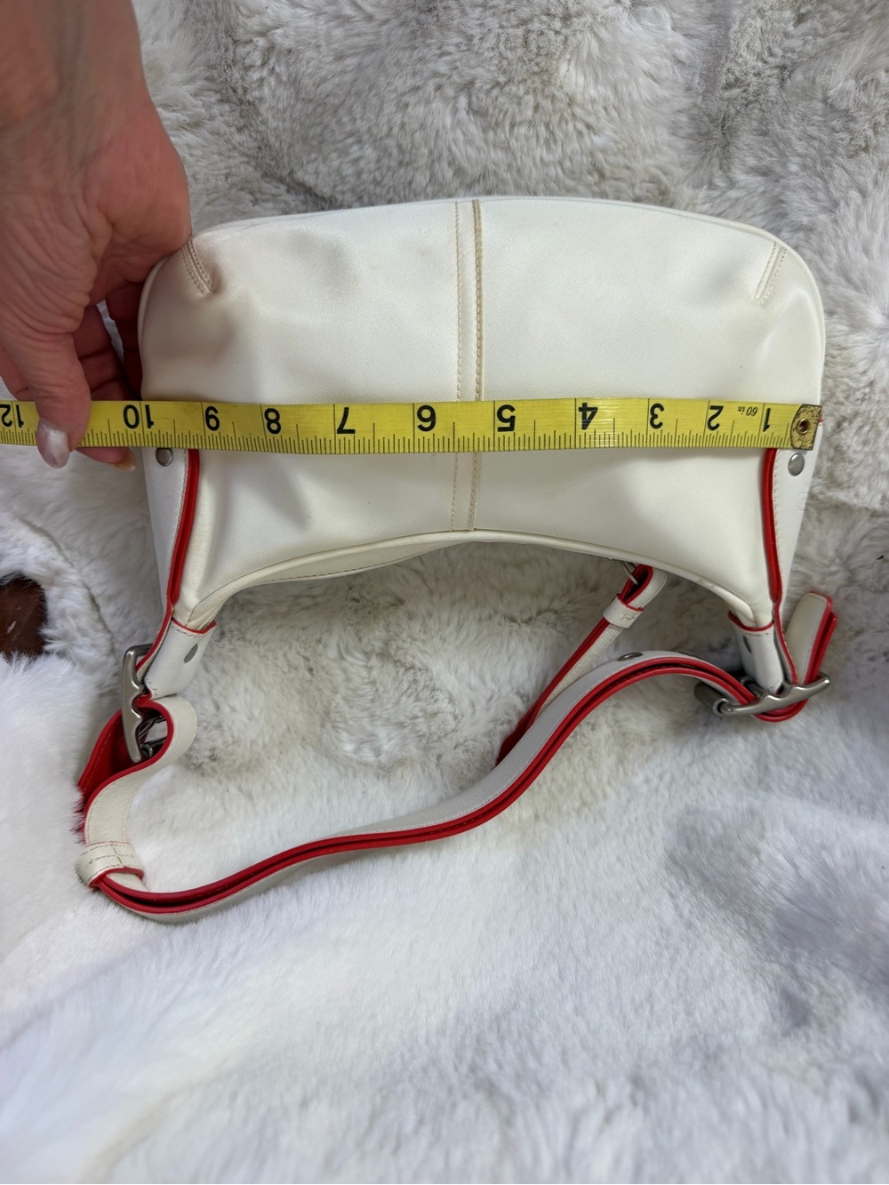 COACH Y2K Bicolor White Nylon Leather J3K-6671 Hobo Shoulder Pochette Bag - Picture 11 of 12